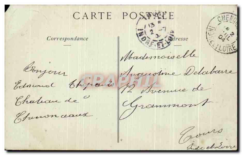 CPA Chateau De Chenonceaux Le Vestibule — Rückseite