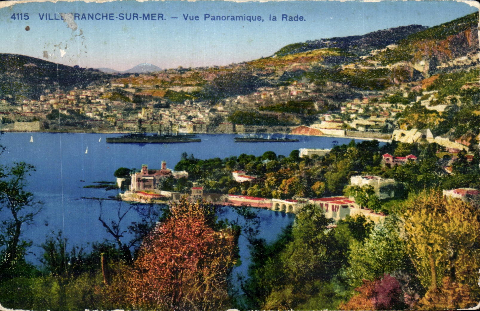 Villefranche-sur-Mer — Vista panoramica, la Rada. — Photochromie A.D.H.A. (St-Roch) Nice, n° 4115