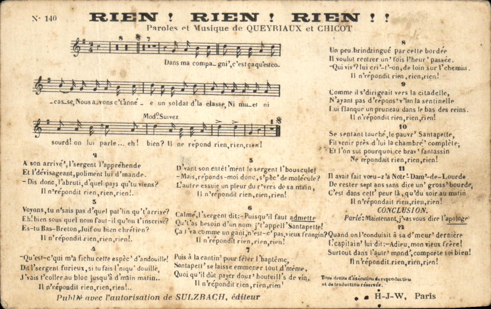 CPA Rien Paroles et Masique de Queyriaux et Chicot
