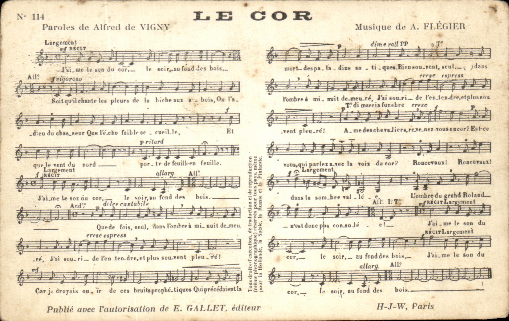 CPA Le Cor Paroles de Alfred de Vigny Flegier 