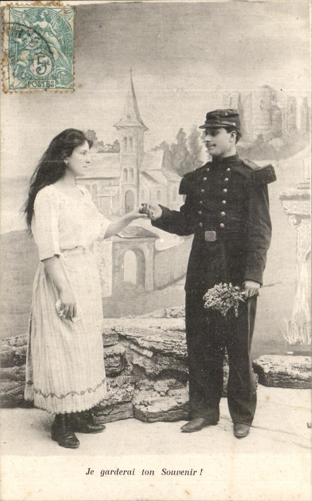 CPA Je Garderai Ton Souvenir Femme Soldat Militaria