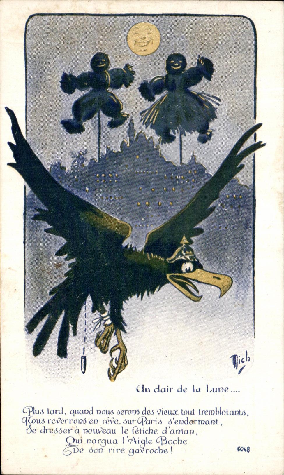 CPA Au clair De La Lune oiseau Militaria Mich 