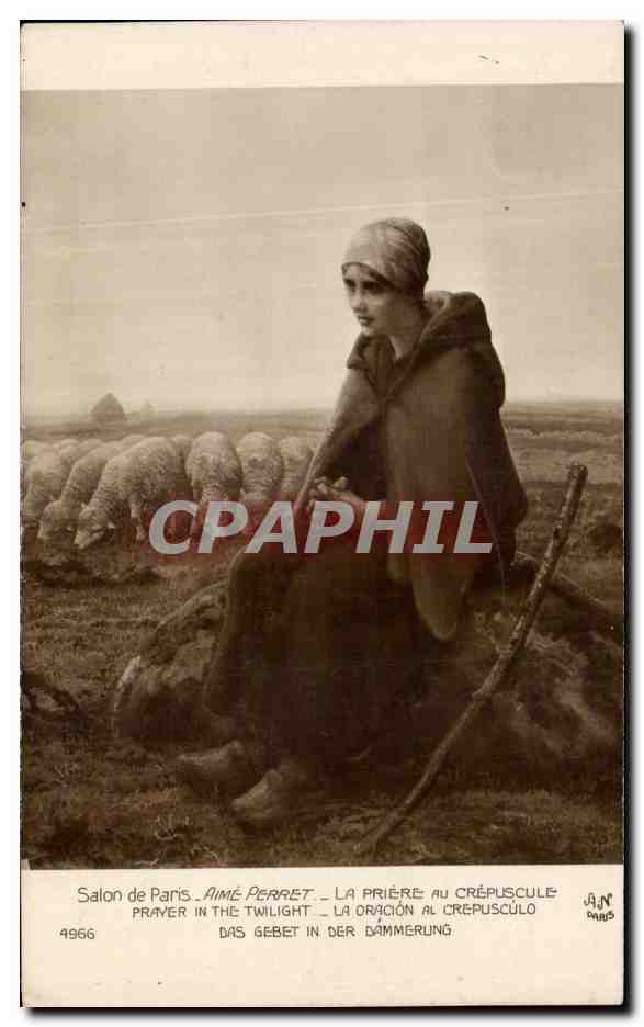 CPA Salon De Paris Aime Perret La Priere Au Crepuscule Moutons 