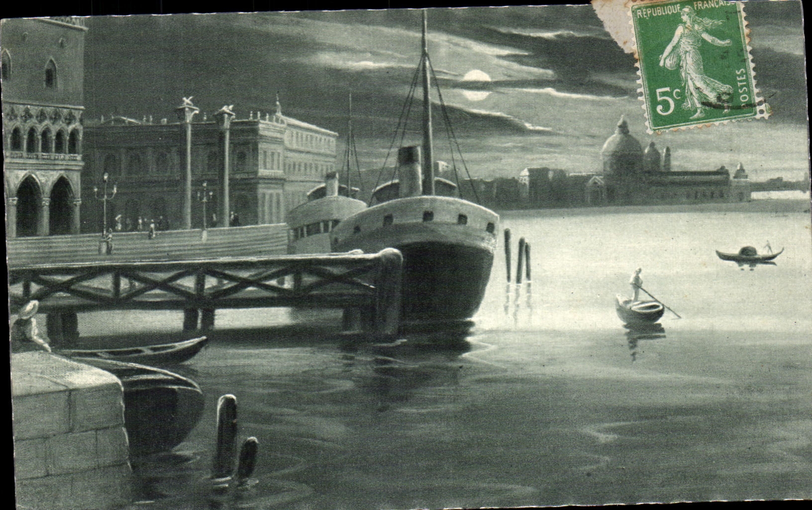 CPA Venise Bateau au port 