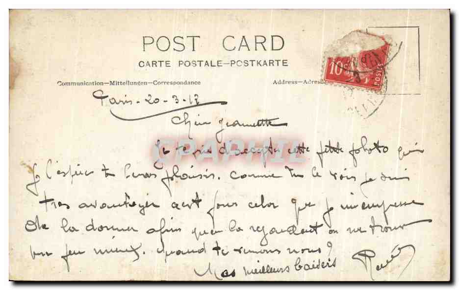 Infirmière — carte postale signée — Paris, éditeur non identifié — Verso