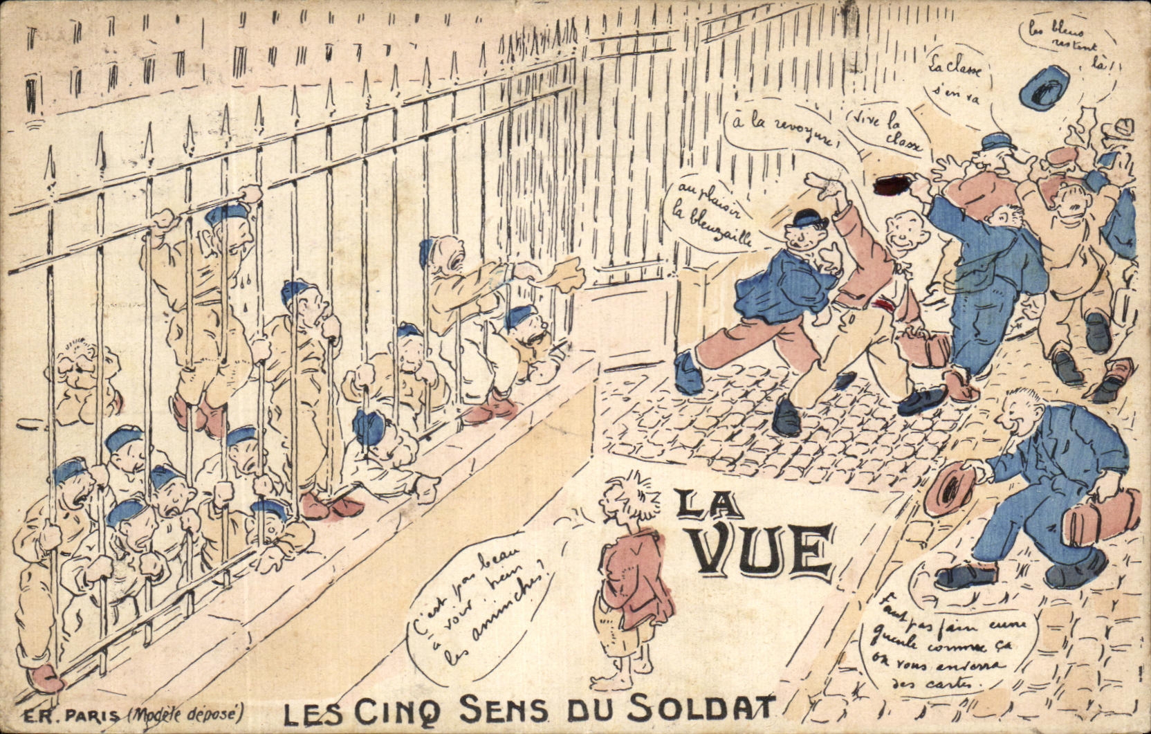 CPA La Vue Les Cinq Sens Du Soldat Militaria 
