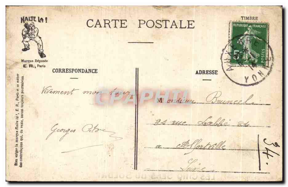 CPA La Vue Les Cinq Sens Du Soldat Militaria  — Rückseite