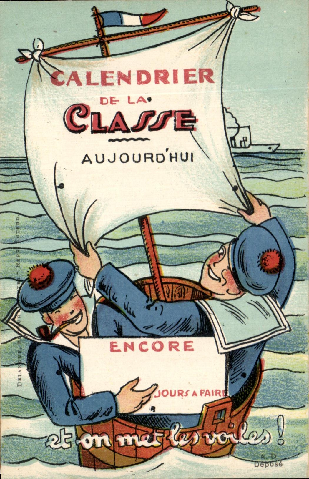 CARTE PHOTO Calendrier de la Classe Aujoud'Hui encore Marins Militaria 