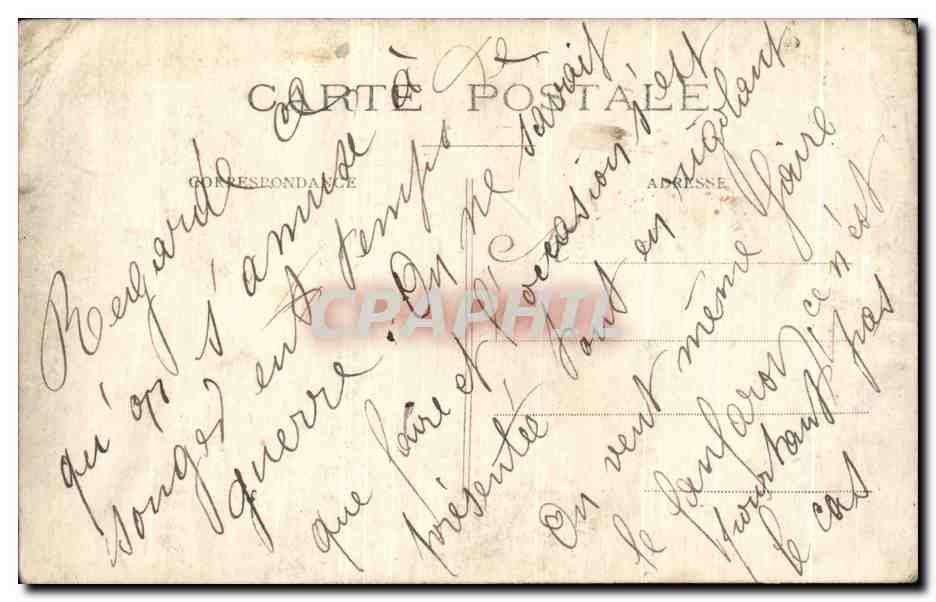 Trois soldats en uniforme — studio photographique — Carte postale — Rückseite