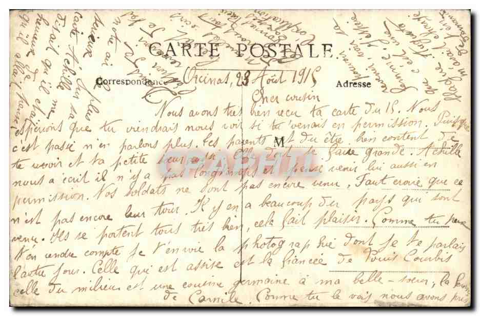 CARTE PHOTO Femmes — Verso