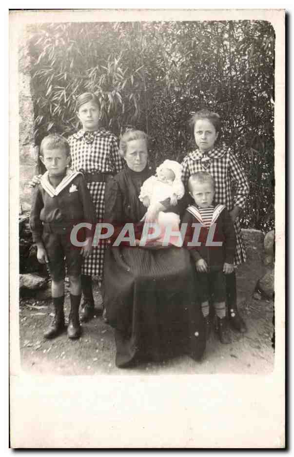 CARTE PHOTO Femme et enfants