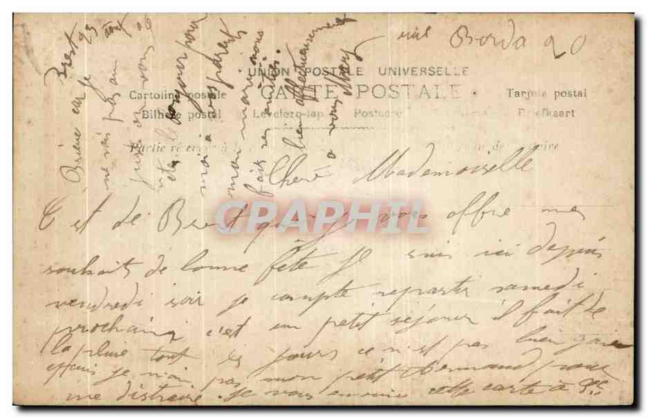 Louise — carte postale décorée de roses — Union Postale Universelle — Verso