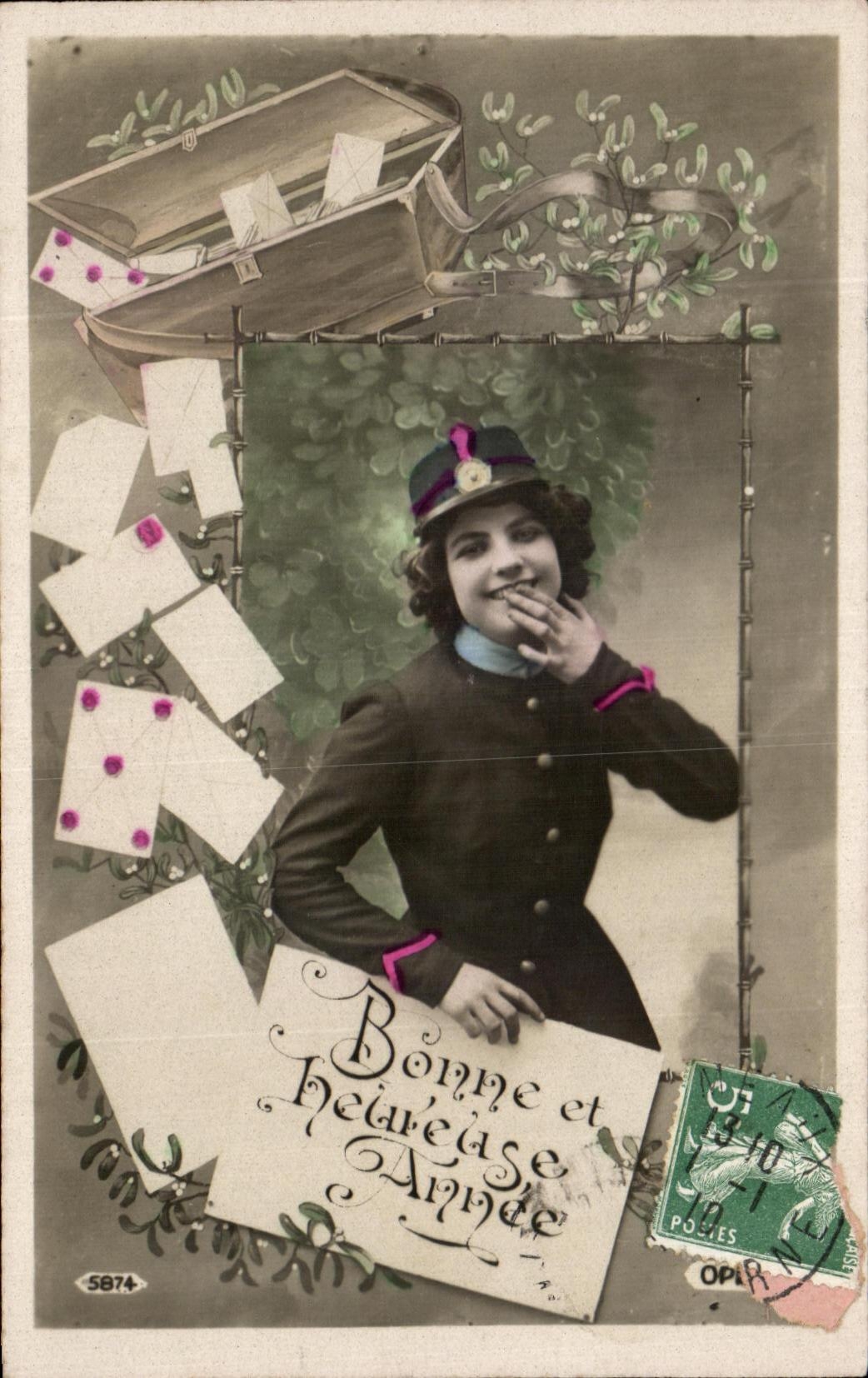 Femme en uniforme — Bonne et Heureuse Année — éditeur SB74