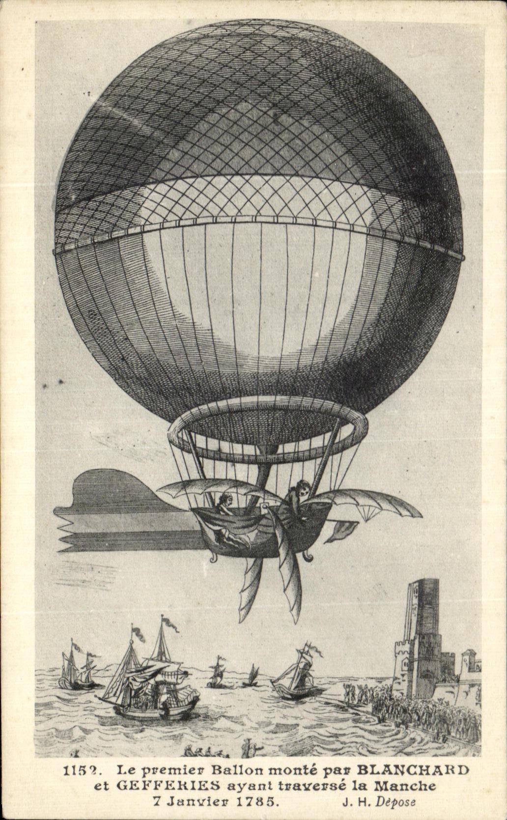 CPA Le Premier Ballon Monte Par Blanchard Et Gefferies Ayant Traverse La Manche 7 janvier 1785
