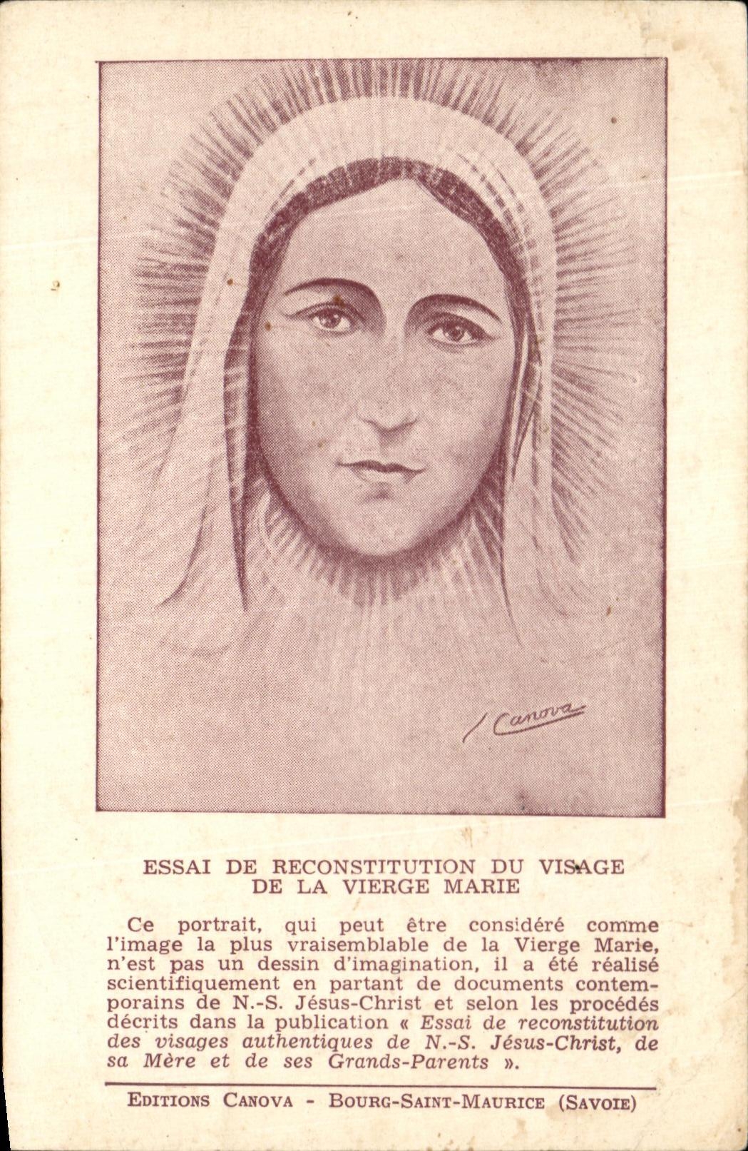 CPA Essai De Reconstitution du Visage de la Vierge Marie