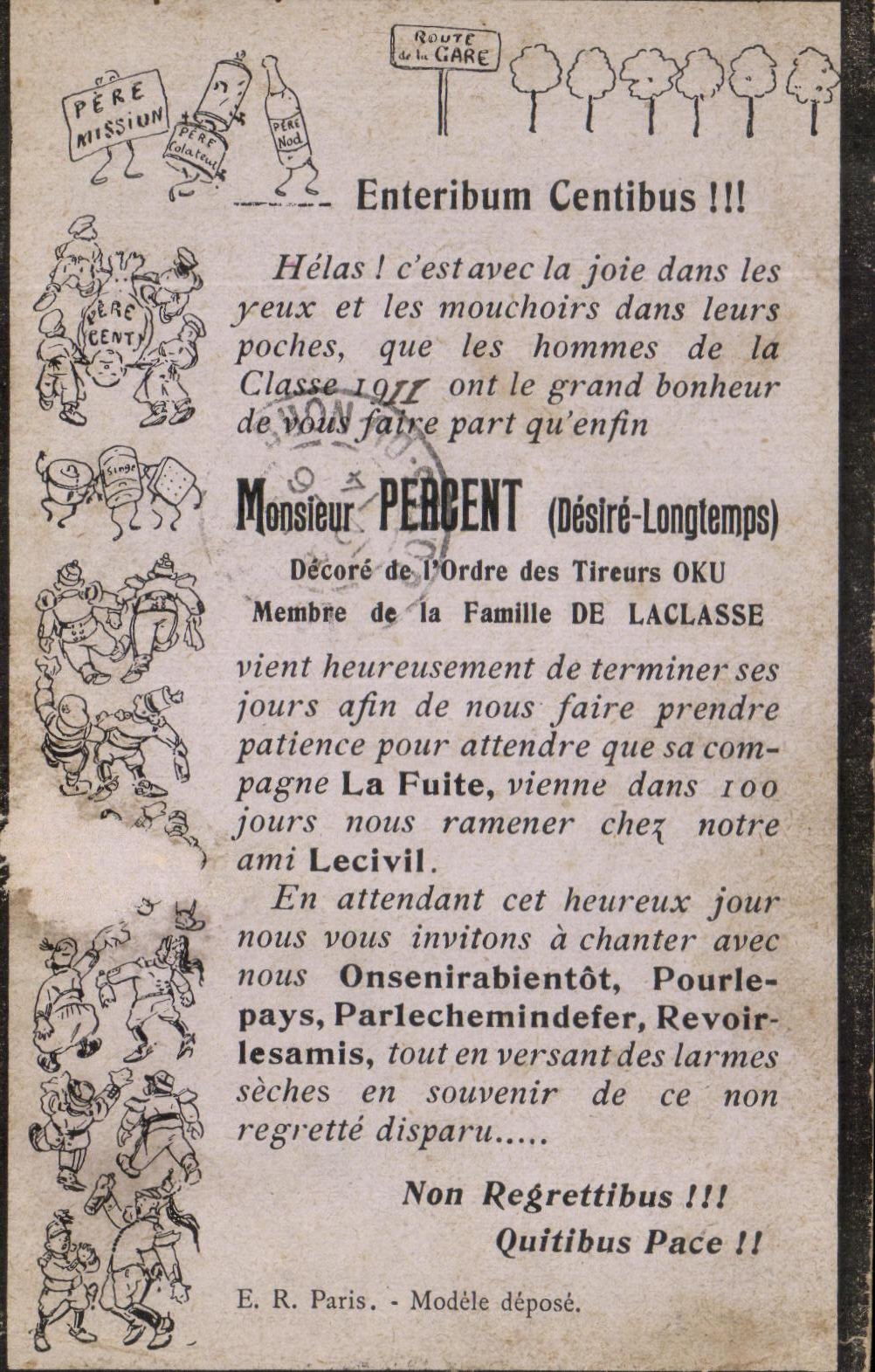 Fête de la Classe 1917 — Monsieur Percents — E.R. Paris