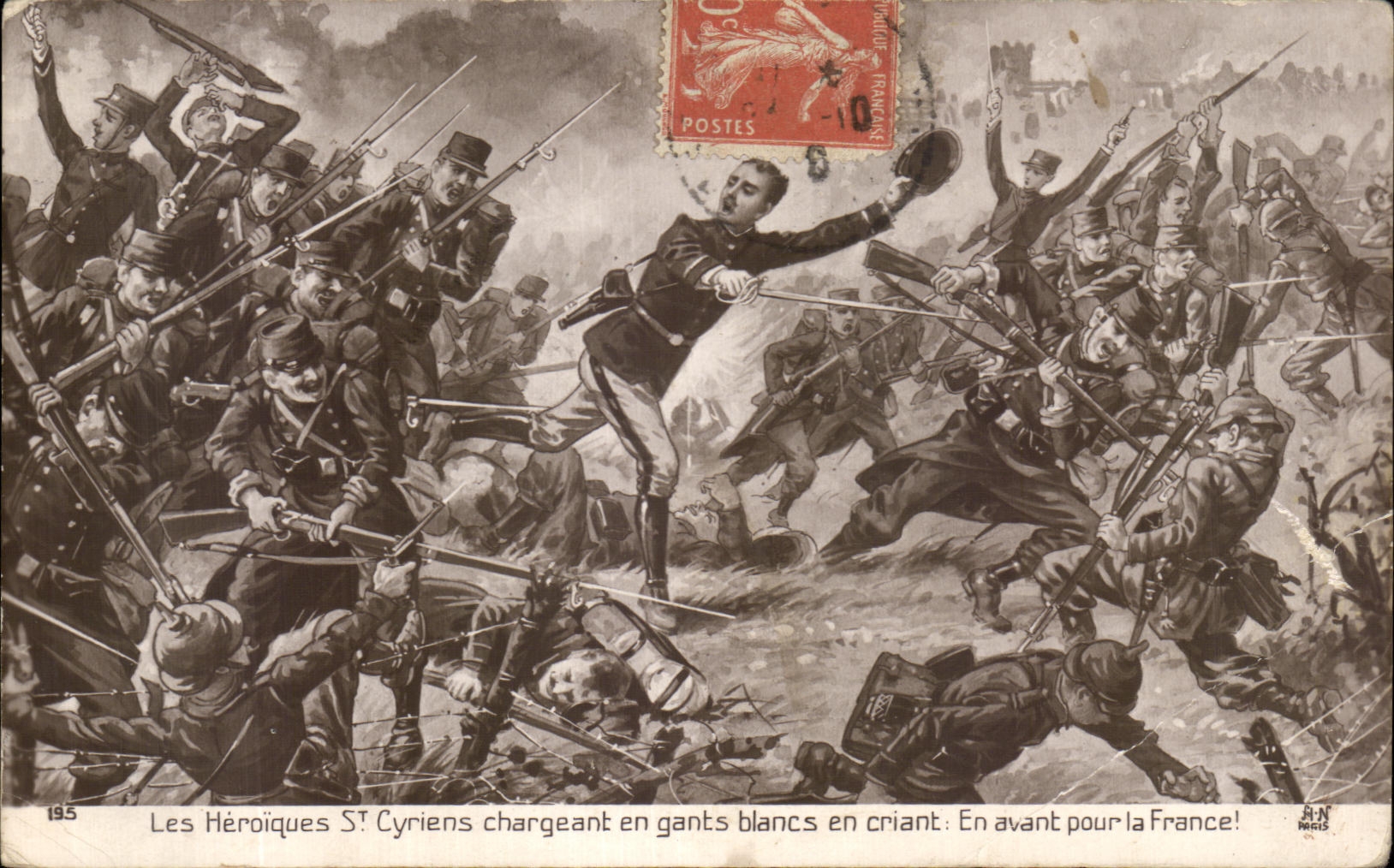 CPA Les Heroiques St Cyriens Changeant En Gants Blancs En Criant en avant pour la France Miltiaria St Cyr 