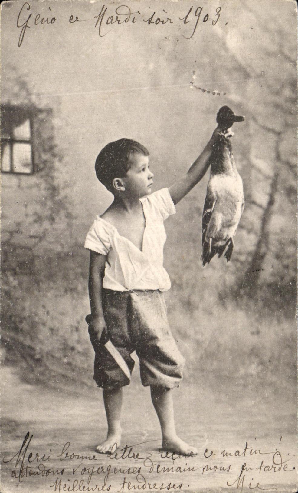 CPA Fantaisie Enfant Canard 