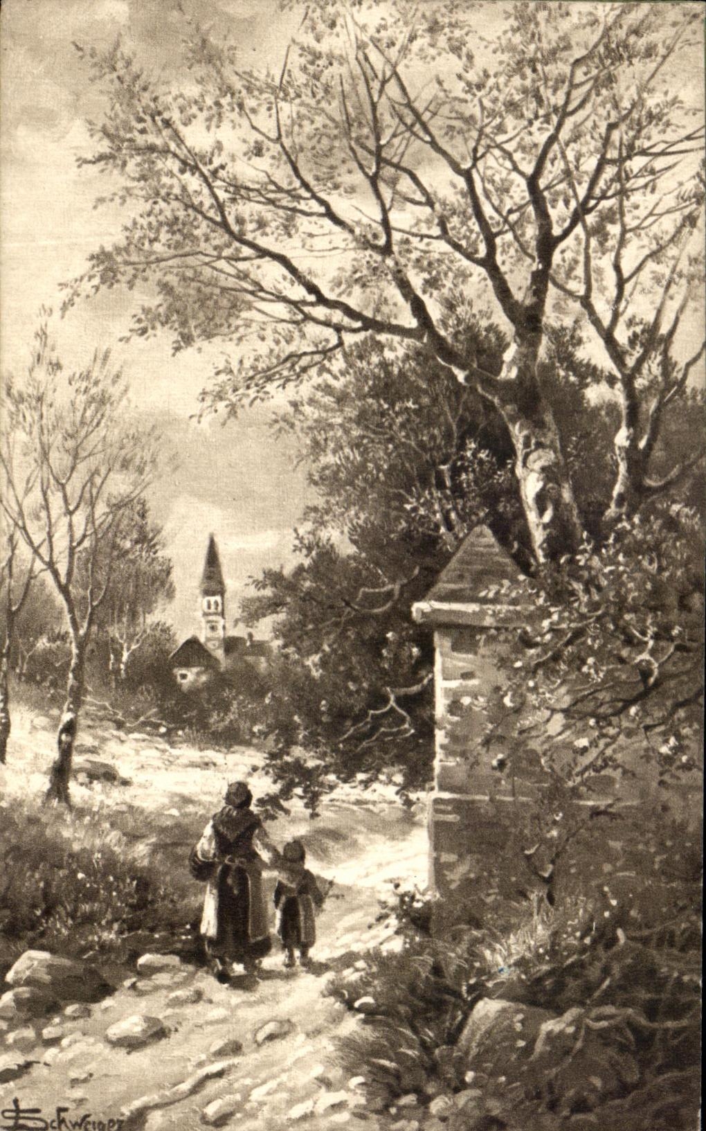 CPA Fantaisie Femme et enfant