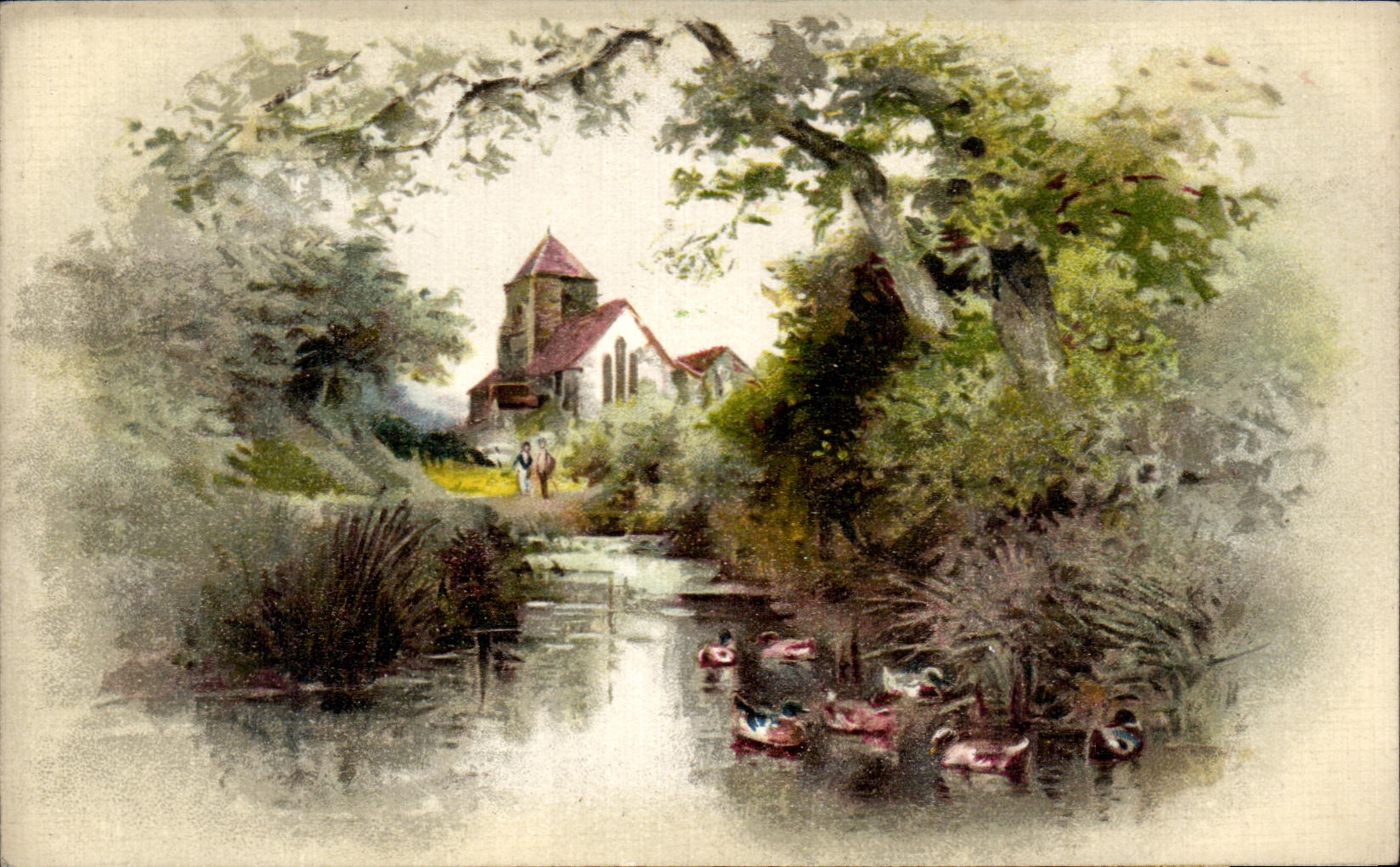 CPA Scene bucolique Canards