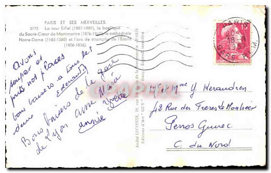 Paris et ses merveilles — 3172 — Éditions André LECONE, n°3172 — Verso
