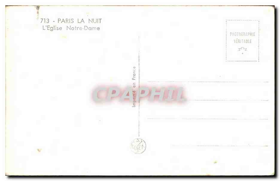 CPA Paris La Nuit L'Eglise Notre Dame — Rückseite