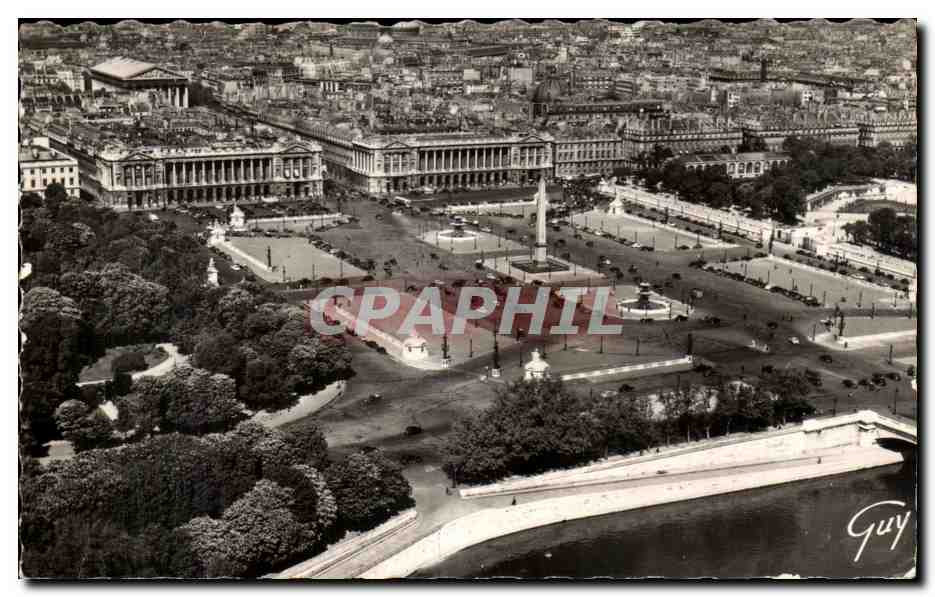 CPA Paris Vue aerienne Place de la Concorde