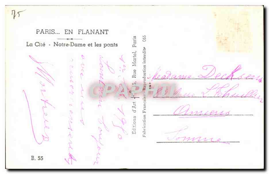 CPA Paris En Flanant La Cite Notre Dame et les Ponts — Rückseite