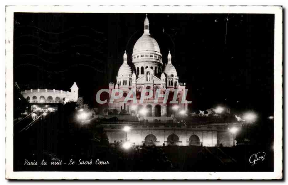 CPA Paris la nuit Sacre Coeur Montmartre 