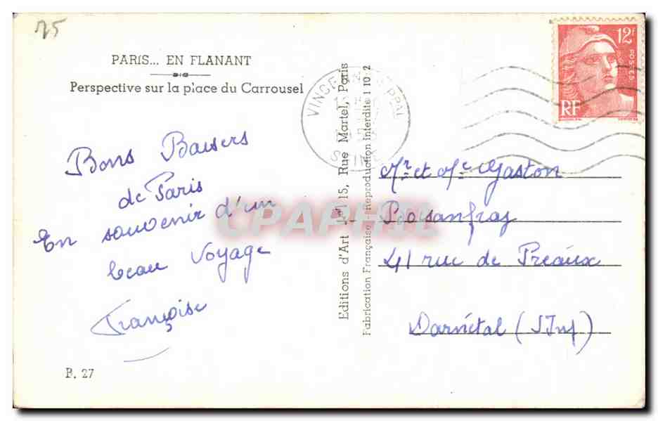 CPA Paris En Flanant Perspective sur la Place du Carrousel Louvre — Verso