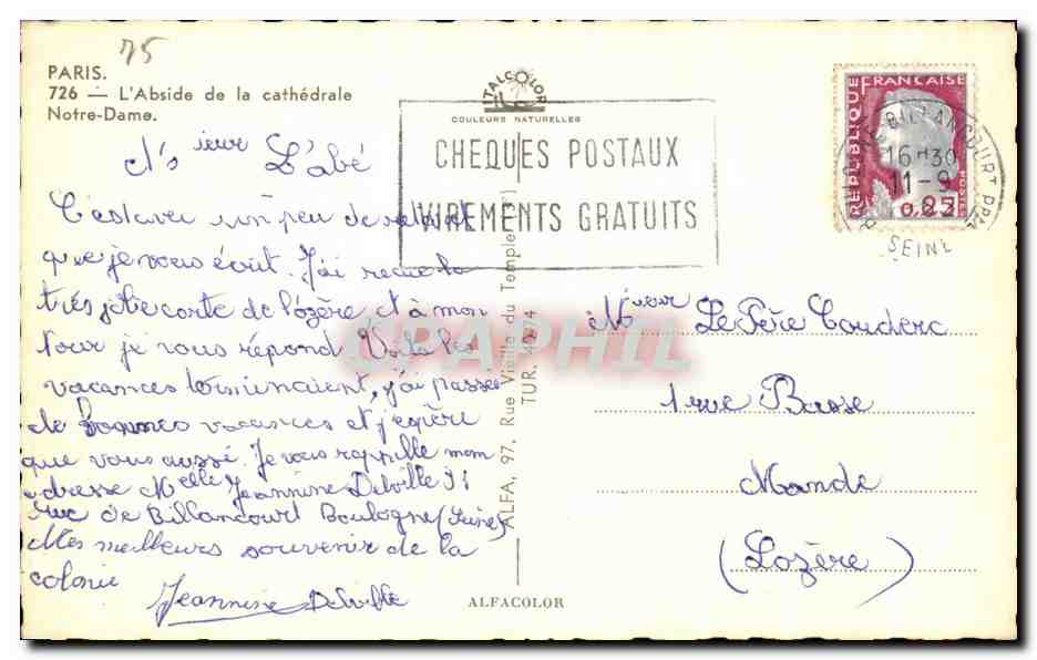 CPA Paris L'Abside de la Cathedrale Nofre Dame — Verso