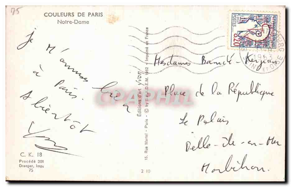 CPA Paris Notre Dame  — Verso