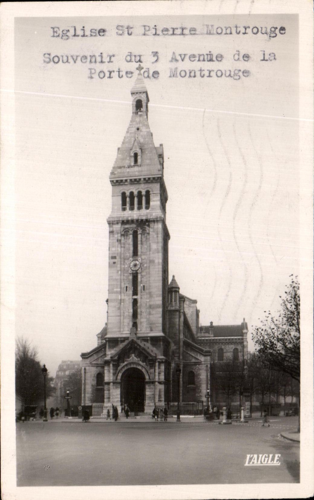 CPA Eglise St Pierre Montrouge Souvenir du 3 Avenue de la Porte de Montrouge