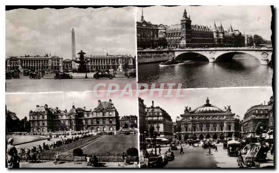 Paris et ses merveilles — 3174 La place de la Concorde, la Conciergerie, le palais du Luxembourg et la place de l'Opéra — André Leconte, éditeur