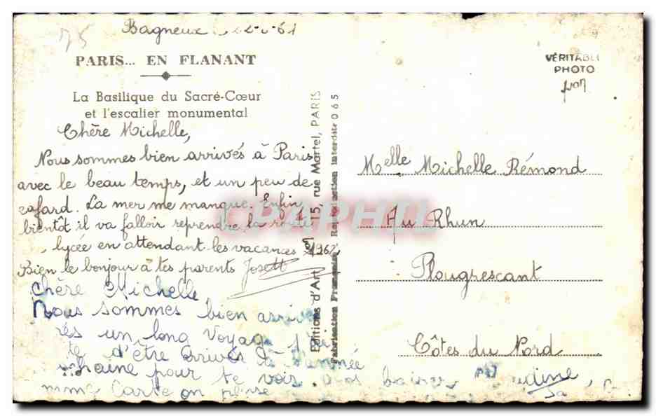 CPA Paris En Flanant Sacre Coeur Montmartre — Rückseite