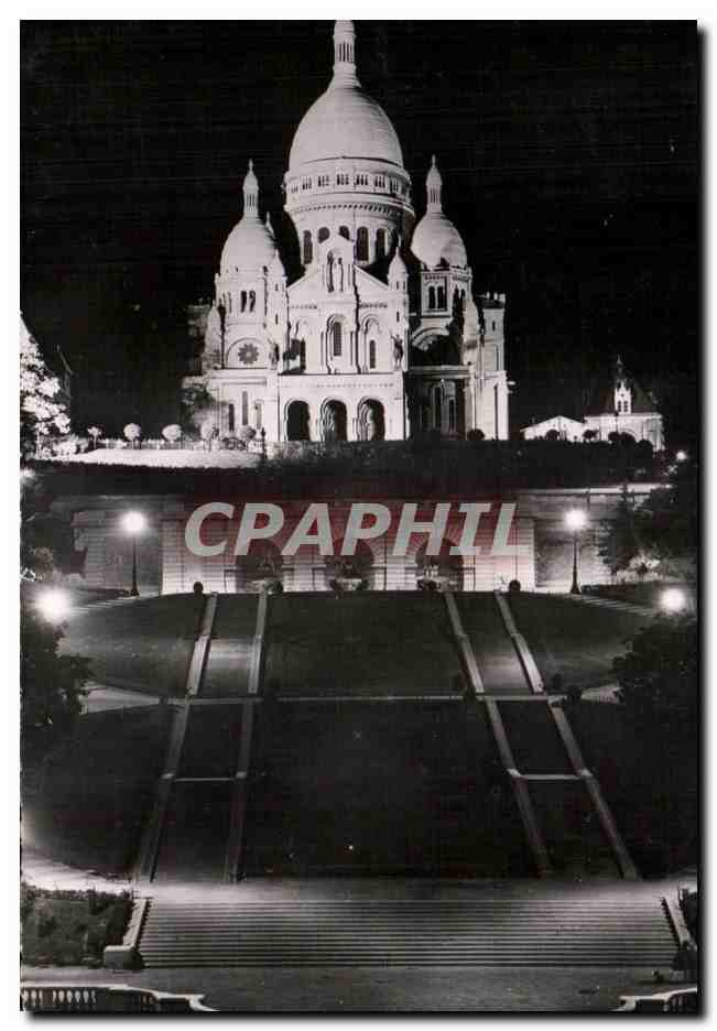 CPA Paris Le Sacre Coeur illumine