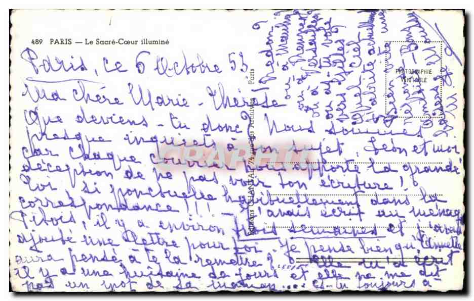 CPA Paris Le Sacre Coeur illumine — Rückseite