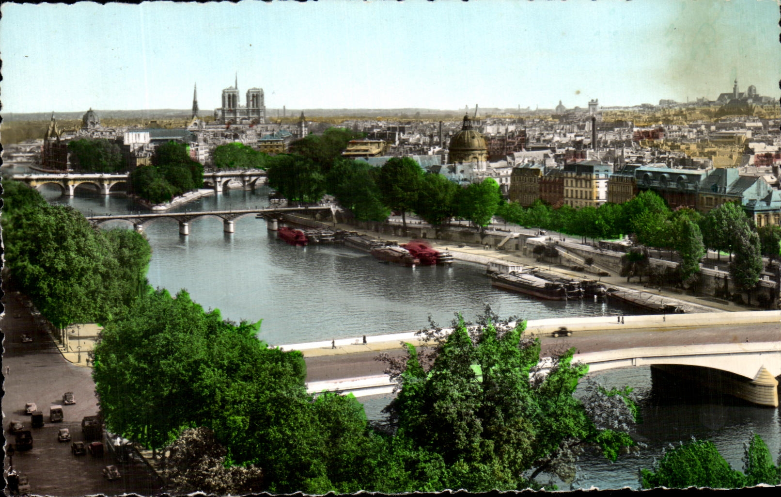 CPA Paris La Seine Pont du Carrousel le Pont des Arts le Vert Galant le Pont Neuf et Cite Notre Dame