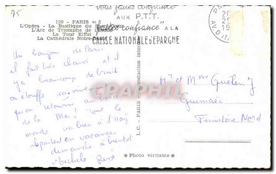 Paris — Souvenirs de Paris — P.T.T. Paris — Rückseite