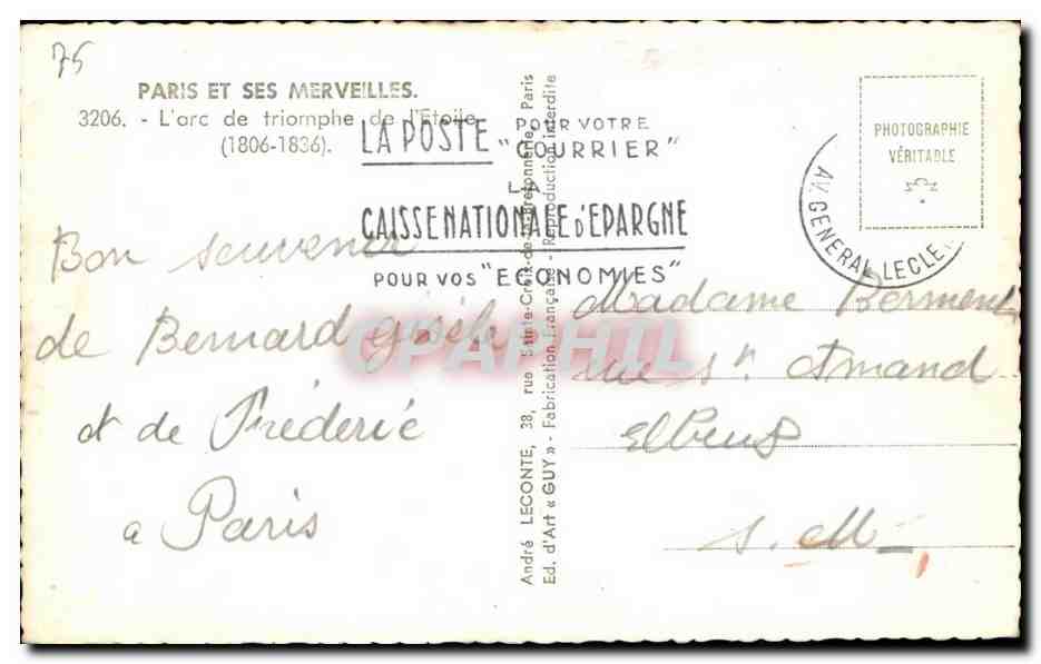 CPA Paris Et Ses Merveilles L'arc de friorphe de l'Etoile — Rückseite