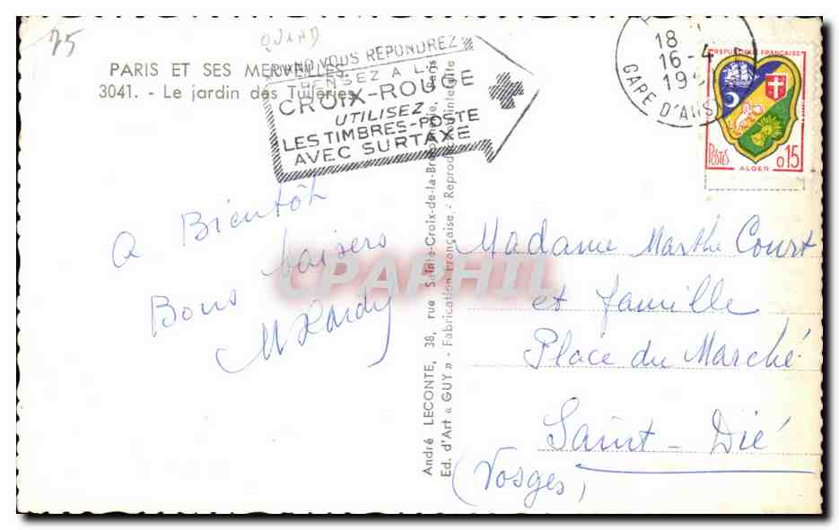 CPA Paris Et Ses Merveilles Le jardin des Tuileries — Verso