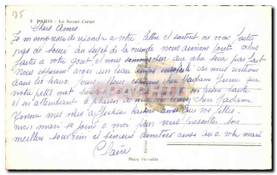 París - El Sagrado Corazón — vista panorámica — Foto Véritable — Reverso