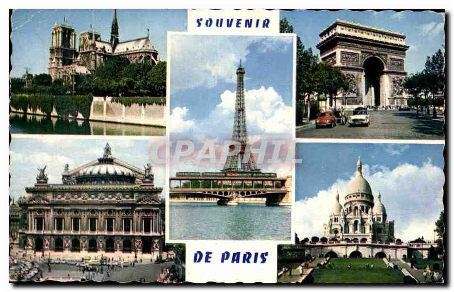 CPA Paris Notre Dame L'Arc Triomphe L'Opere Le Sacre Coeur