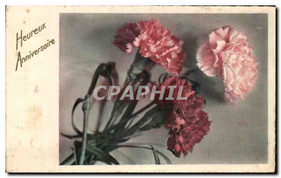 CPA Fantaisie Fleurs Heureux Anniversaire