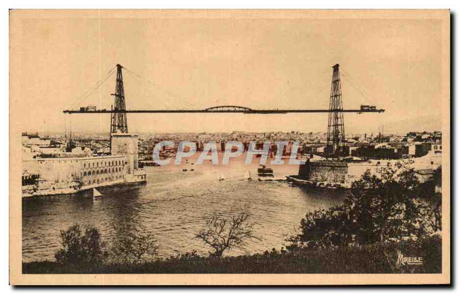 CPA Marseille Le Pont Transbordeur et le Vieux Port