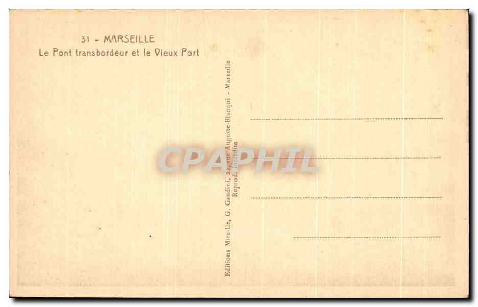 CPA Marseille Le Pont Transbordeur et le Vieux Port — Verso
