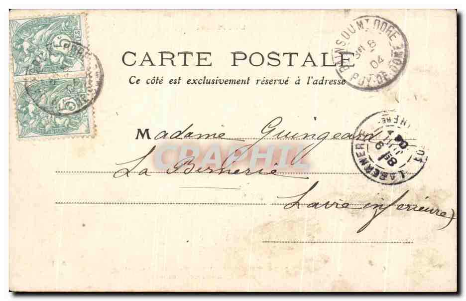 CPA Mont Dore l'Etablissement Thermal Galerie de la Source Madeleine — Verso