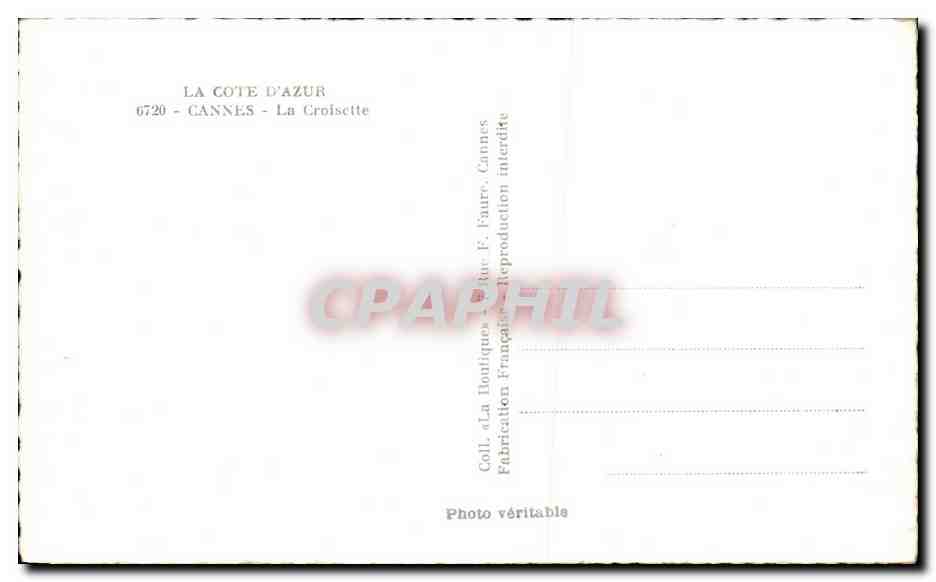 CPA La Cote D'Azur Cannes La Croisette — Verso