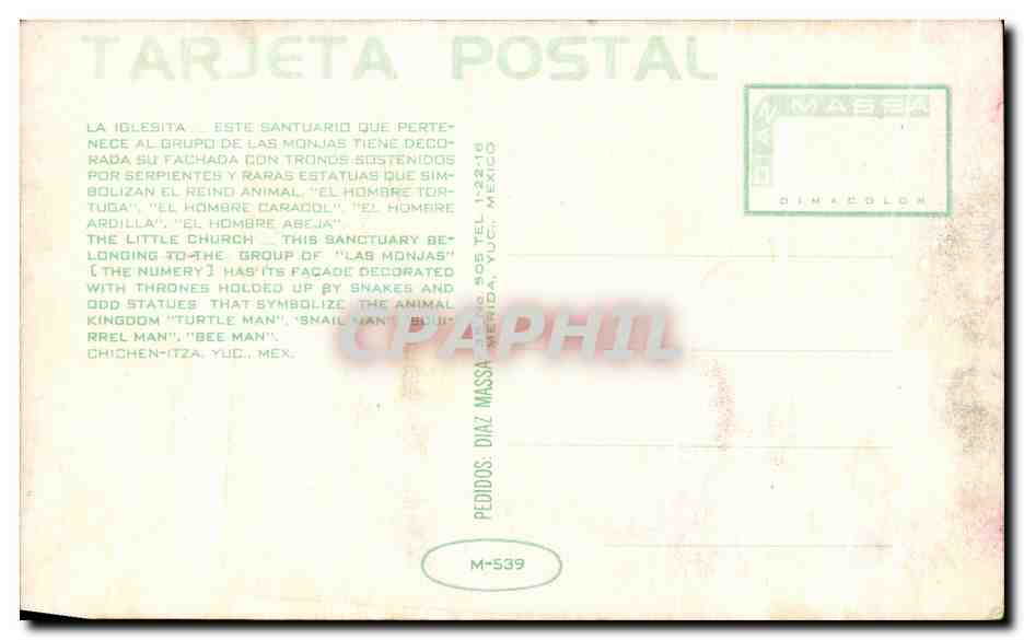 CPSM Pedidos Diaz Massa Sos Tel Merida Mexico — Rückseite