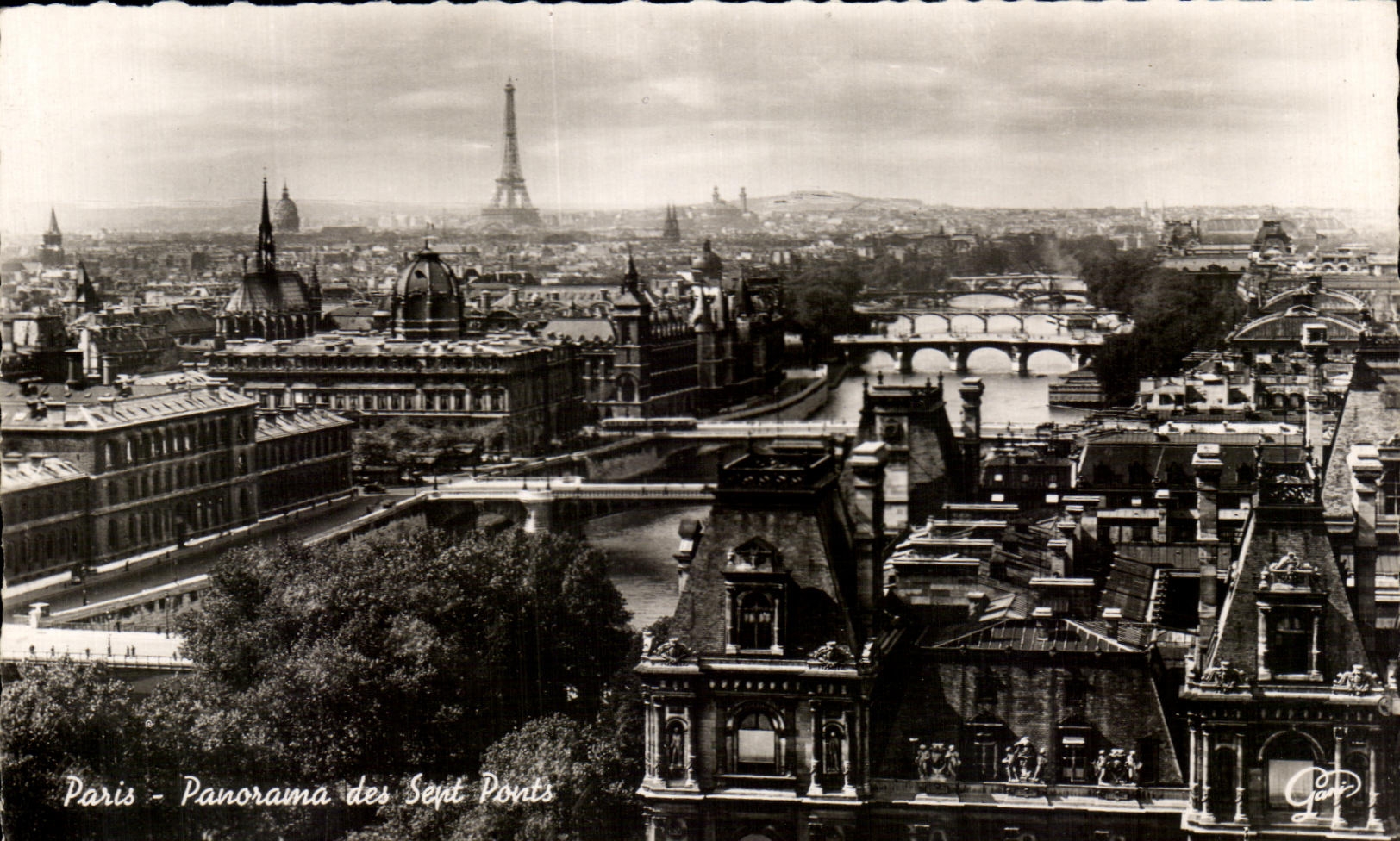 Paris - Panorama of the Seven Bridges — Vintage Postcard, No. 75